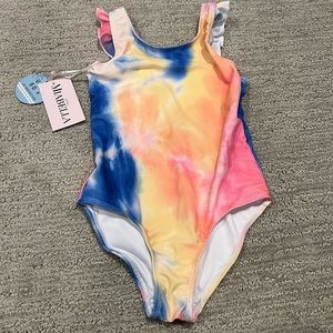 Girls Multi Color One Piece Bathing Suit - Size 6-7